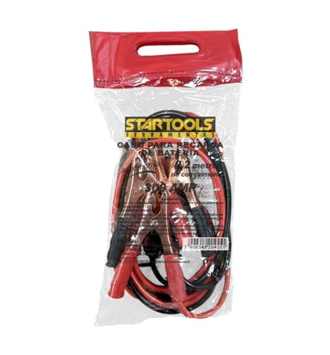 Kit 2 Cabos para Recarga de Bateria Automotiva, 300 AMP, 2,2 Metros, Preto e Vermelho