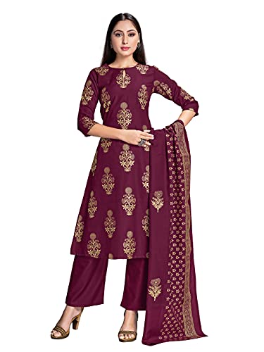 Indian Kurti for Womens With Pant Dupatta | Rayon Foil Printed Dress Kurtis Kurta For Women Dress