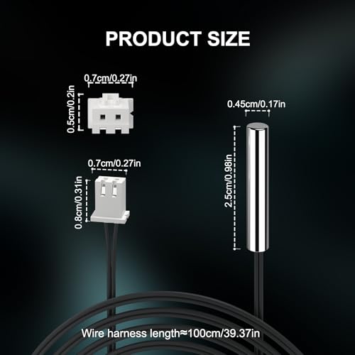 Image of DROK 10K Temperature Sensor Probe 3pcs, 1 Meter Waterproof Temp Sensor Probe, Stainless Steel 3950 NTC Temp Sensor Probe, Digital Temperature Transmitter Extension Cable