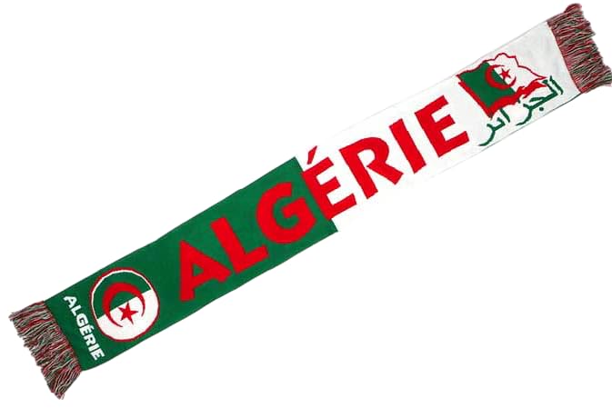 Nyls Création Écharpe de Supporter Algérie, Vert et Blanc avec Rouge,Style Foot Fennecs, 170 cm sur 20 cm, Style Sportswear Classique avec Croissant et...