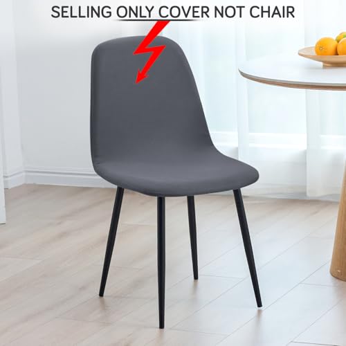 Image of HOKIPO 'SereneSolids' 140 GSM Shell Chair Cover, Mid Century Modern Dining Chair Cover, Pack of 1, Grey (AR-6248-GRY)