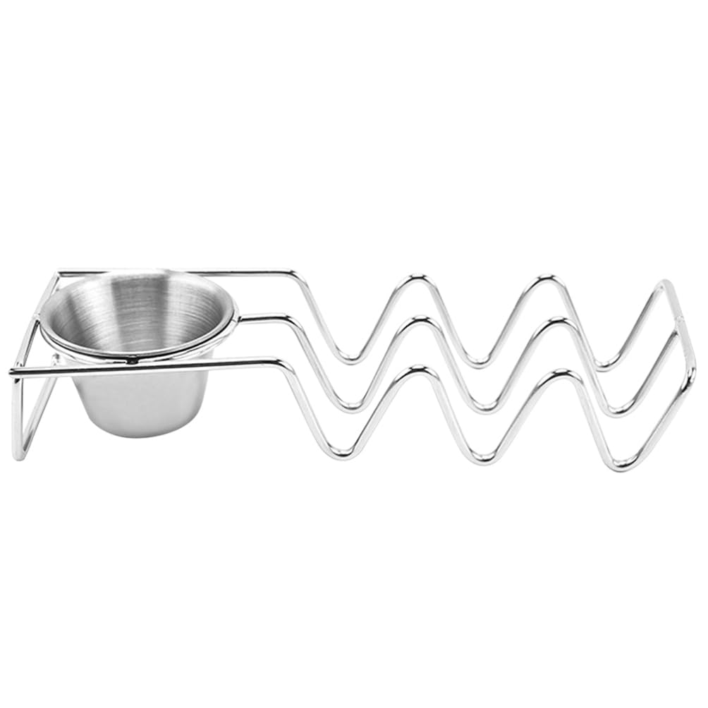 HOLIDYOYO Taco Holder Stand with Salad Cup Stainless Steel Taco Rack Truck Tray Oven Safe for Baking Dishwasher and Grill Safe