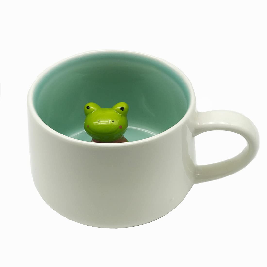 NOSCOMP 3D Animal Cup Coffee Mug Frog - Ceramic 400 ML - Perfect for Kids Adults