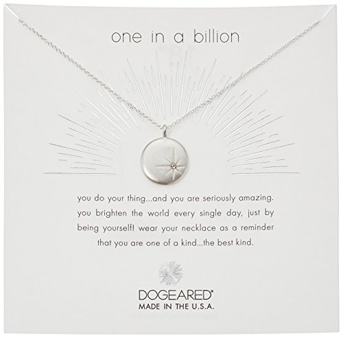 Dogeared one In A Billion, Sparkle Star Disc Silver Chain Necklace, 16