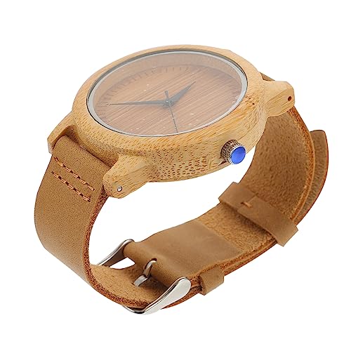 MAJORMENCH Reloj de Pulsera de Bambú para Hombres y Mujeres, Material Sintético, Diseño Elegante y Simple, Adecuado para Uso en Interiores y Aniversarios