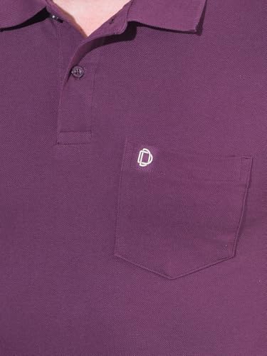Image of Dollar Men's Pack of 1 Solid Cotton Blend Polo Neck T-Shirt