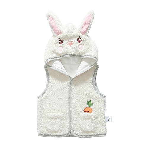 Monvecle Baby to Toddler Fleece Hooded Vests Unisex Infants Sleeveless Padded Waistcoat Off-White 3T-4T