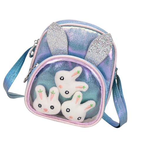 YARNOW Mochila Escolar Brillante para Bolso Bandolera Infantil de Piel Sintética Azul Diseño de Dibujos Animados Ligero y Resistente Adecuado para Playa Fiestas y Viajes