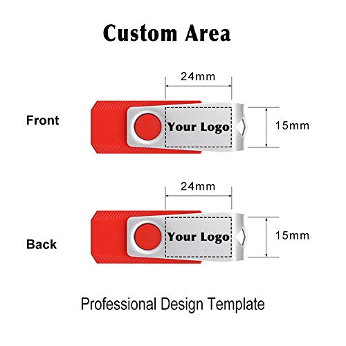 Raoyi Custom Logo Thumb Drive 40 Pack 1Gb Bulk Usb 2.0 Flash Drives Jump Drive Swivel Memory Stick Personalized Pen Drive, Red #TOP1