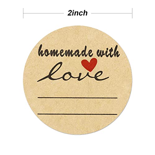 2" Homemade With Love Stickers (500 Labels Per Roll), Kraft Paper Jam And Jelly Jar Canning Labels With Lines For Writing, Mason Jars Labels For Baked Packaging, Cookie Bags, Crafts, Organizing, Food #TOP1