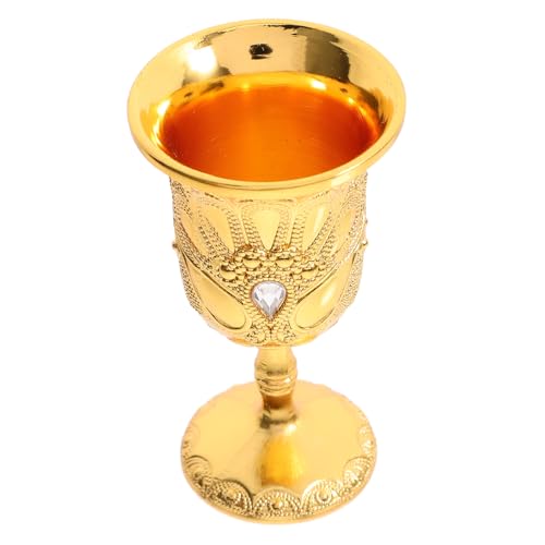FUNNETOYU Copas De Cáliz Antiguas Copas De Vino Cóctel Grande Pequeño Comunión Retro Etiquetas Azules Blanco Estilo Medieval Copa De Latón Medievales Cobre Dorado