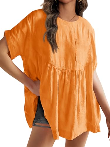 Image of Tankaneo Womens Summer Babydoll Tops Casual Loose Fit Peplum Oversized Tunic Shirts