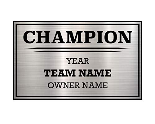 Image of TrophySmack 3 Column Single Winner League Plate - Customizable Engraved League Plate - Fantasy Football Trophy Champion Award Plate (Silver or Black)