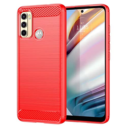Topme Funda de Silicona para Motorola Moto G50 4G (6.5' Inches), [ Carcasa Case de Teléfono con Estilo de Textura Cepillada] - Rojo