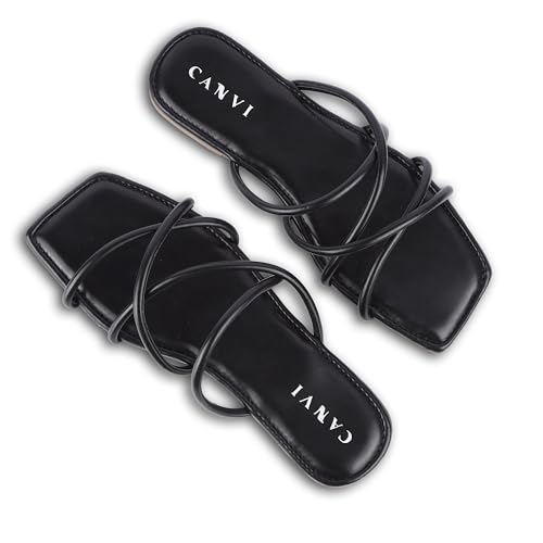 Image of CANVI Stylish | Fancy | Comfortable Slide Sandals Slip On Flat Flip Flop Thong Sandals Casual Sandals Ethnic Flats Sandals for Women and Girl