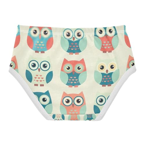 Girls Briefs, Cute Cartoon Owls Beige Toddler Girl Briefs, Cotton Underwear for Girls, 2T–8 Years2