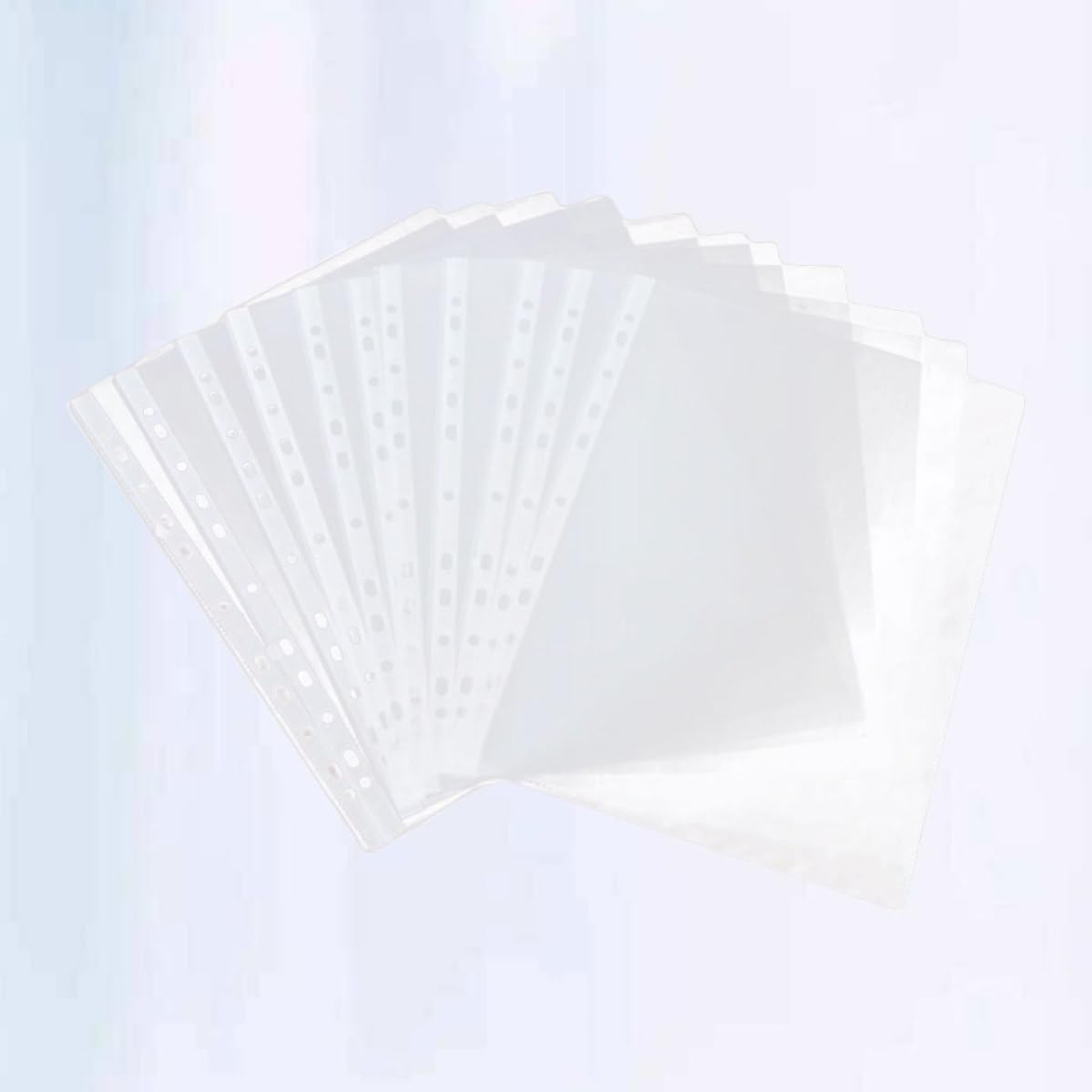 BETOOKY Protectores de Hojas Transparentes Funda Protectora para Documentos 100 A4 11 Orificios de Pvc Transporte Cómodo para Oficina y Universidad