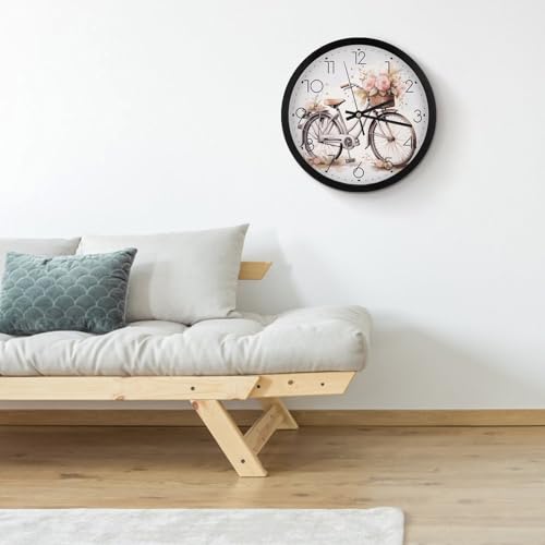 Horloge murale vélo sous la pluie ronde 25,4 cm silencieuse pour salon