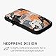 kwmobile Handytasche für Smartphones L - 6,5 - Neopren Handy Hülle Orange Schwarz Weiß - Handy Tasche mit Kette 16,5 x 8,9 cm Innenmaße - Katzen