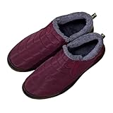 Botas de invierno para mujer, botas de nieve cómodas e impermeables con forro suave, botines occidentales para mujer, botas de invierno cálidas, Vino, 48 EU
