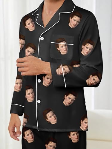 Personalized Pajamas Set with Photo, Custom Pajamas Button Down Matching Couples Pajamas Gift for Women Men 5