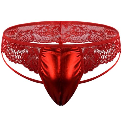 Freddy's Fantasy Men‘s Sissy Sexy Lace Panties Shiny Glossy Metallic Pouch Girly Underwear Brief Lingerie Jockstrap Thongs