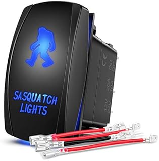Nilight SASQUATCH LIGHTS Rocker Switch 5Pin Laser On/Off LED Light 20A/12V 10A/24V Switch Jumper Wires Set for Jeep Boat Trucks,2 years Warranty (90003B)