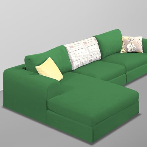 Image of Koza LHS 4 Seater L Shape Sofa Set for Living Room (Green Fabric) Premium Fabric Sofa