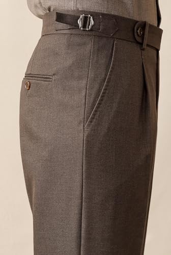 Men's Pants Business Casual Wide Leg for Work High Waisted Pants Straight Flat Trouser Best Man Wedding Party Pants3