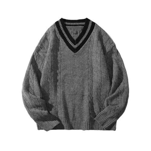 Pull col V pour hommes avec rayures vêtements automne et streetwear chic