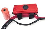 Primal Pet Gear Dog Poop Bag Holder Red, Leash Attachment Dispenser, 20 Bags Included Roll, Lightweight, Fits Any Dogs Lead, For Easy, Responsible Doggy Walking