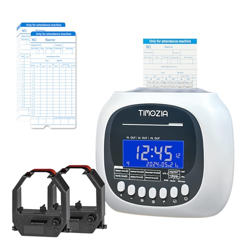 TIMOZIA Time Clock for Employees Small Business, 6 U.S. Time Zones, Automatic Daylight Saving & Auto...