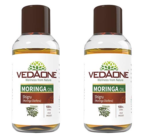 VEDAONE Moringa Oil 100 ml Cold Pressed Natural and Undiluted for Hair Growth and Skin Care (Pack of 2)