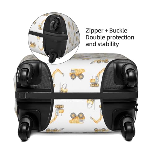 Dump Truck Print Luggage Cover For Suitcase,Washable Elastic Travel Suitcase Protector With Zipper Closure And Bottom Buckle – Fits 18-32" Luggage-Small2