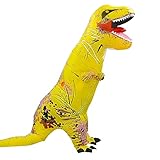 [ニューキング] ティラノサウルス コスプレ服 恐竜 着ぐるみ 日本語説明書付き インフレー オーバーオール 着ぐるみ 大人用 おもしろい コスチューム 演出服 ハロウィン 仮装 (濃いイエロー)