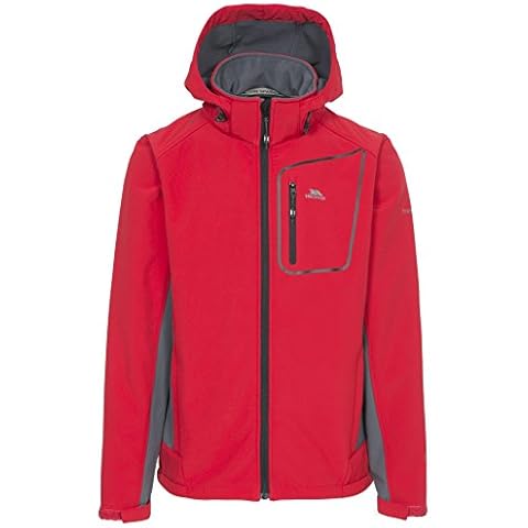 Trespass Strathy II, Red, XS, Wasserdichte Softshelljacke mit abnehmbarer Kapuze Cover