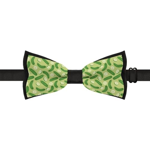 GoasNei Cartoon Cucumber Pattern Bow Tie for Men Adjustable Necktie Funny Tie Neck Ties for Weddings Party