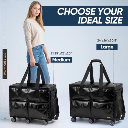 Image of BALEINE Reusable Grocery Bag on Wheels, Foldable Rolling Tote Bag