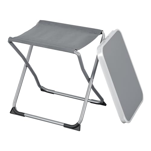 [en.casa] Sgabello Tavolino 2in1 Mobiletto Pieghevole da Campeggio Picnic Pesca Tavolino Basso Portatile Seduta in Tessuto Piano in MDF 47 x 47 x 37 cm Grigio