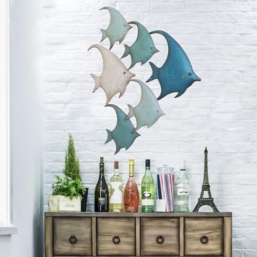 Sculpture murale poisson métal pour terrasse et salle de bain