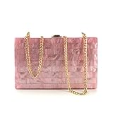 ileibmaoz Abendtasche Damen Clutch Acryl Clutch Bag Für Frauen Abendtasche Tag Clutches Hochzeit Geldbörse Hard Case Party Metallkette Handtaschen Weibliche Tasche Rosa