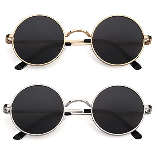 Image of CGID Retro Round Polarized Sunglasses Mens Womens Circle Metal Hippie Shades UV400 Protection E01