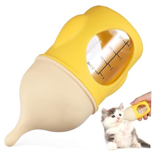 CORHAD Kitten Dog Puppy Nursing Bottle 80ml Reusable Pet Feeding Bottle Scale Easy to Clean Hold