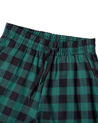Image of Mens Flannel Pajama Pants Plaid Heavyweight Cotton PJs Bottoms Sleepwear | Soft Cozy with Pockets, Elastic Waistband Drawstring, Adjustable Length, Casual Checkered Lounge Pant, for Home Holiday Daily