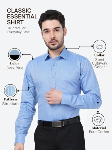 Image of Raymond Men Cotton Slim Fit Structure Pattern Semi Cut Away Collar Formal Shirt