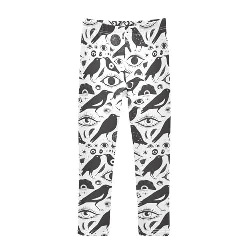 KLL Black and White Evil Eyes Toddler Girl Basic Leggings Casual High Waisted Yoga Pants Sports