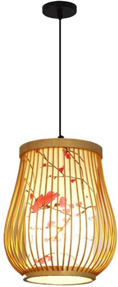 Chandelier abat-jour panier en osier beige tissé main pour couloir
