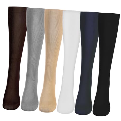 HOODANCOS 6Pairs Unisex Compression Sports Socks Thigh High Athletic Stockings S Breathable Sweat Absorbing for Athletes Travelers Comfortable Fit for All Day Wear