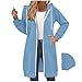 MaMiDay Long Hoodies for Women Zip Up Double Zipper Fleece Jacket Tunic Sweatshirts Fall Winter Fashion Clothes Light Blue