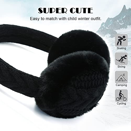POXIMI Baby Warm Earmuffs Kid Magic Gloves Girl Soft Plush Ear Muffs Toddler Knit Mittens for Boy Winter Ear Warmer Set3